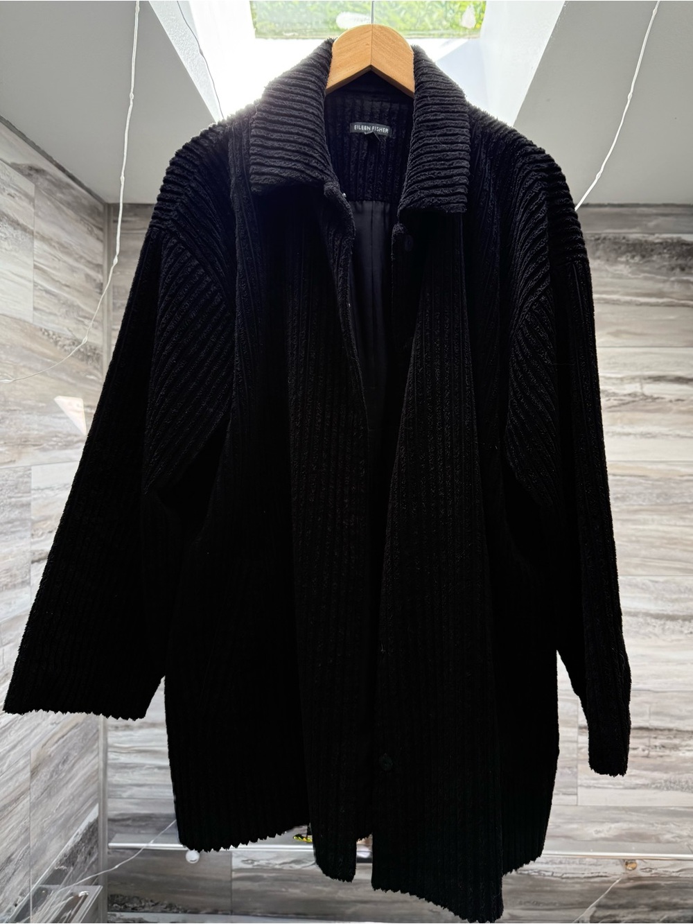 Eileen Fisher XL black wide wale corduroy coat - perfectly oversized